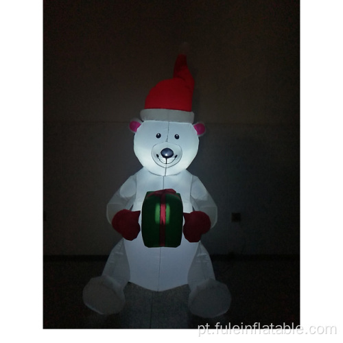 Urso polar insuflável de férias para decoração de Natal